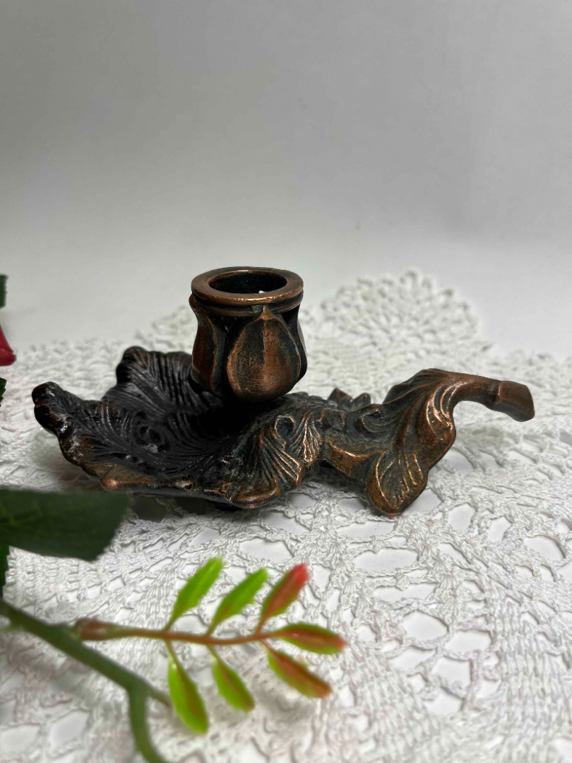 Подсвечник "Лист". Материал: сплав металлов. Винтаж, СССР. Картинка 2